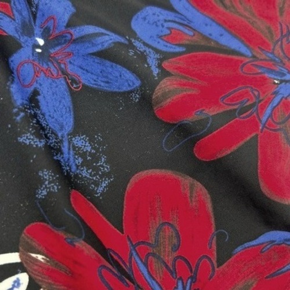 Catalina Red Floral Halter Tankini Swim Top Open Back Black Blue M 8-10 - Picture 3 of 8